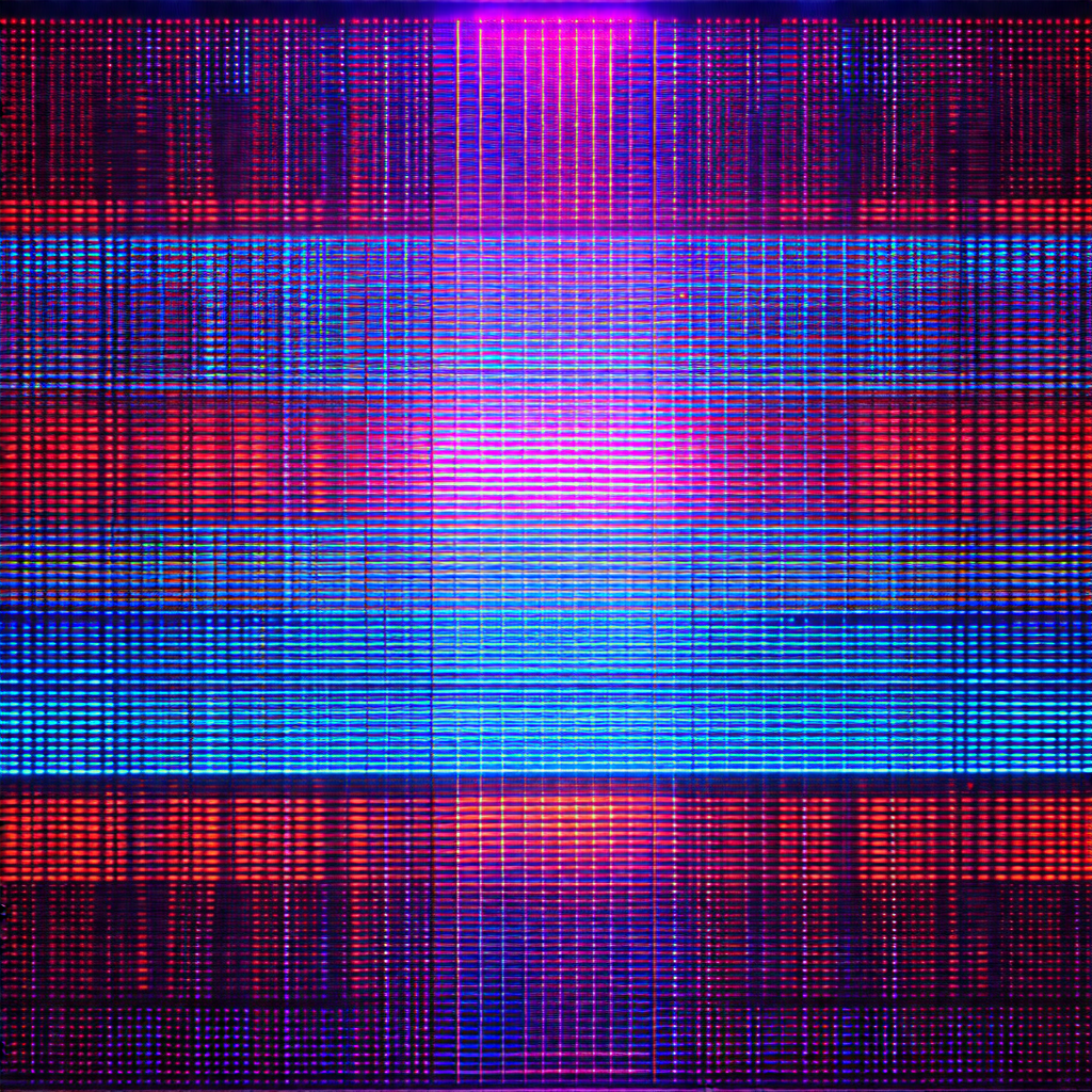 Close-up of a colorful, pixelated screen