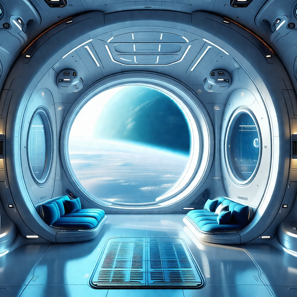 Futuristic spacecraft with a large window, providing a vi...