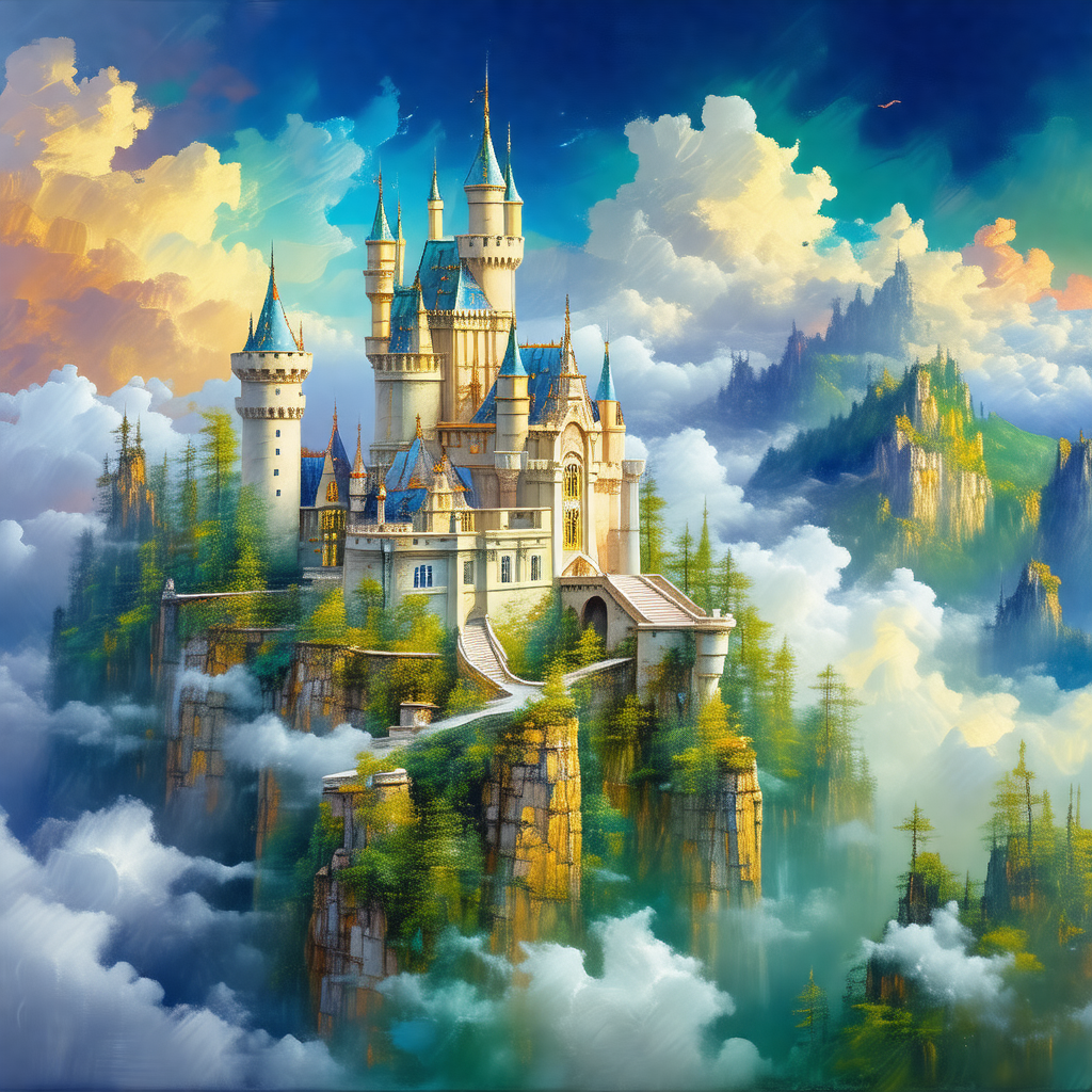 Majestic castle situated on top of a mountain