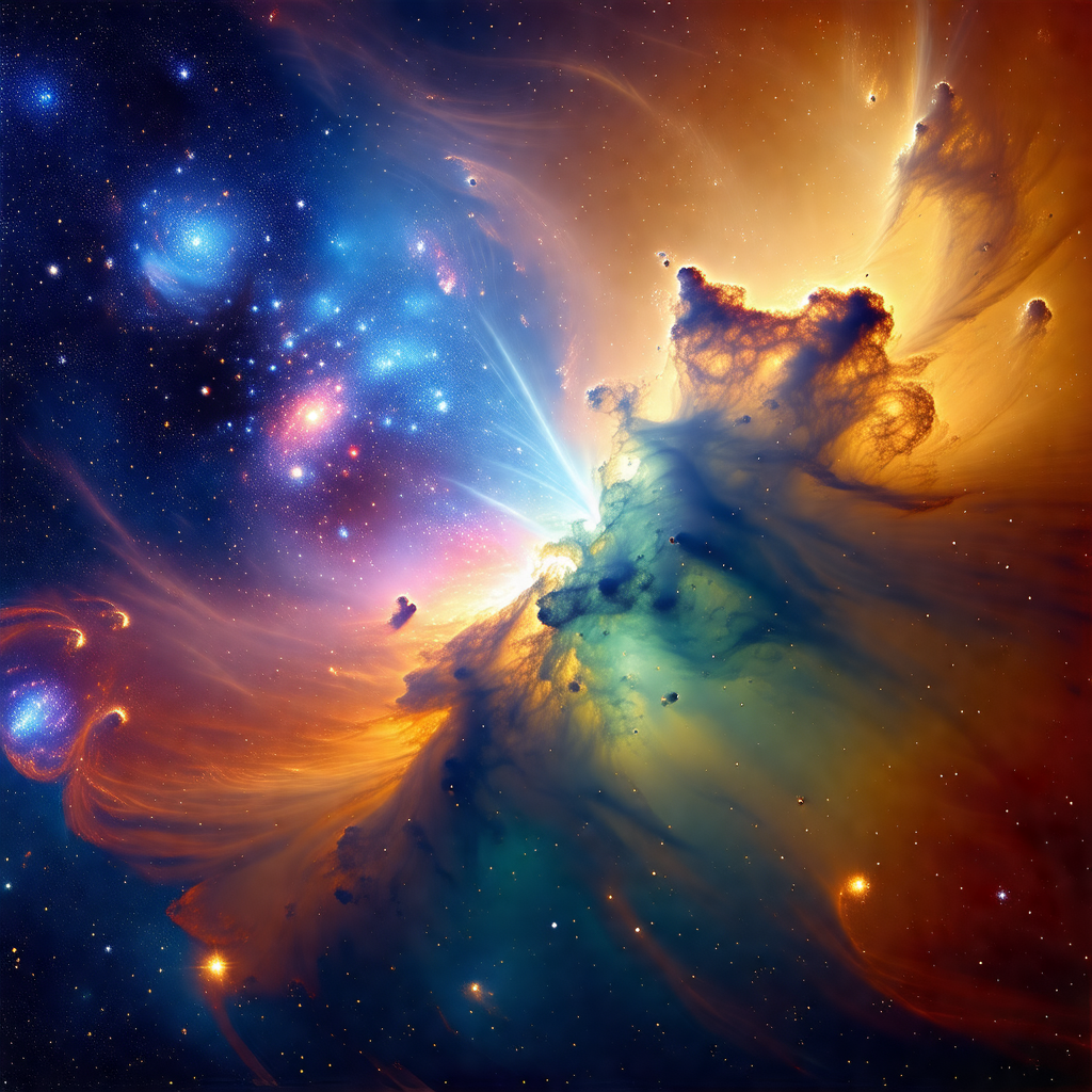 Vibrant and colorful nebula, which is a cloud of gas and ...