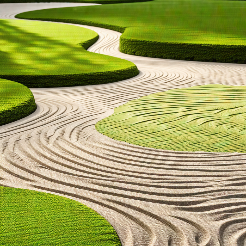 Sandy golf course with a green grassy area