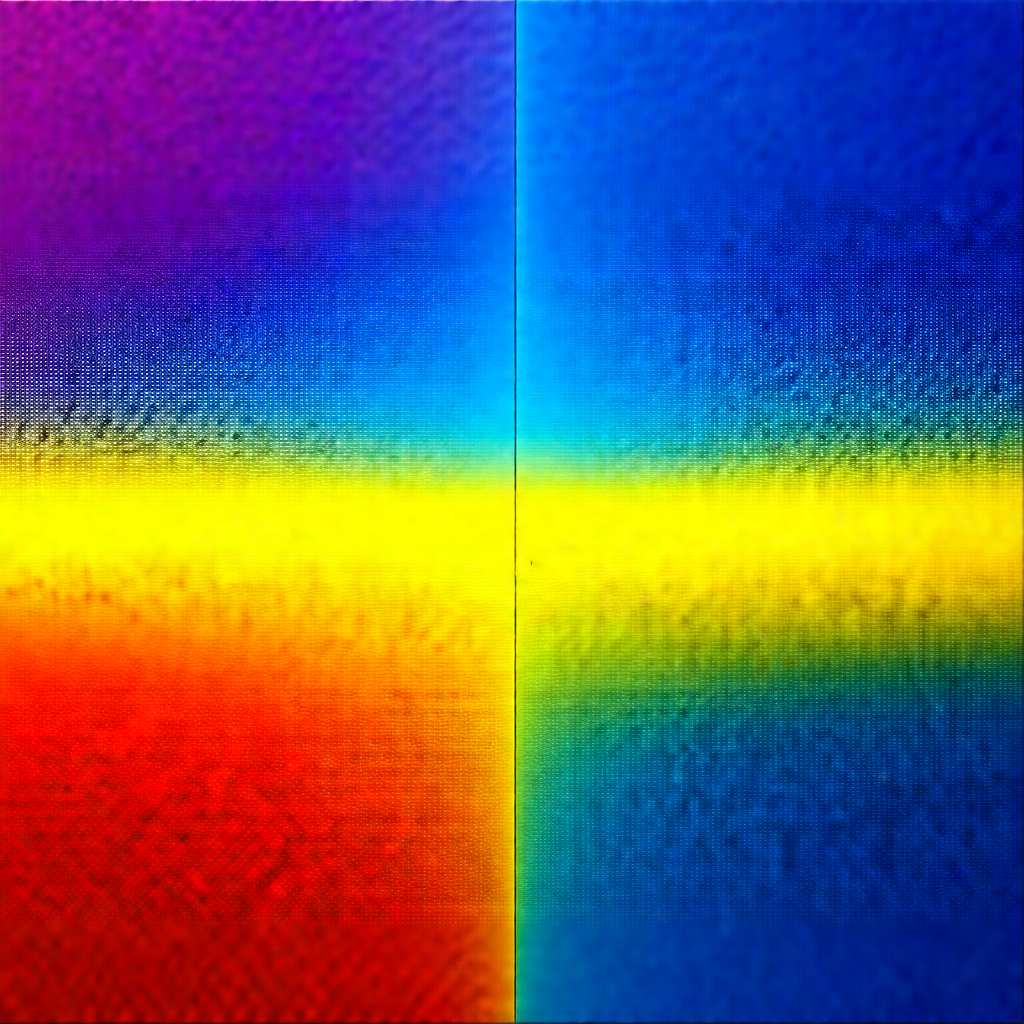 Large, colorful wall with a vibrant rainbow pattern