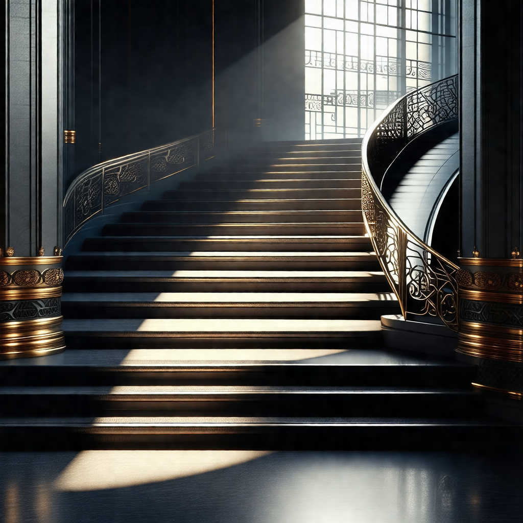 Grand staircase in a large building, likely a museum or a...