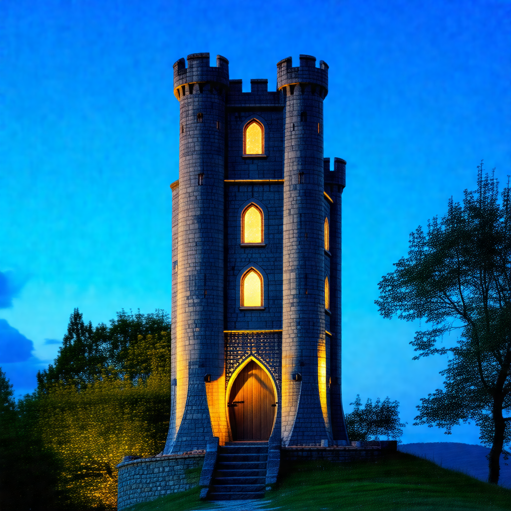 Large, old stone castle with a tall tower