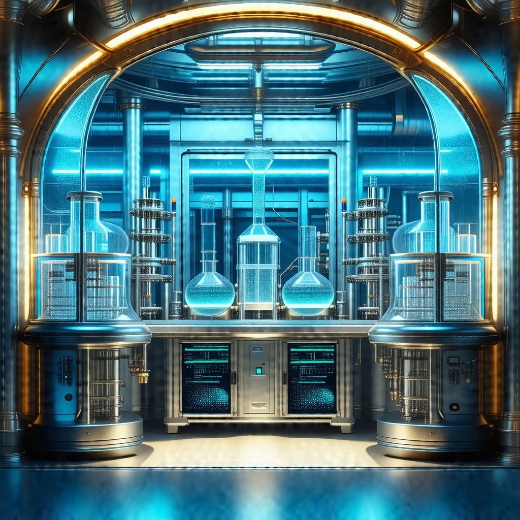 Futuristic laboratory filled with various scientific equi...