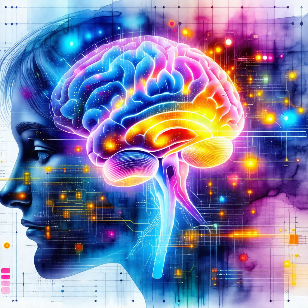 Colorful and detailed illustration of a human head, focus...