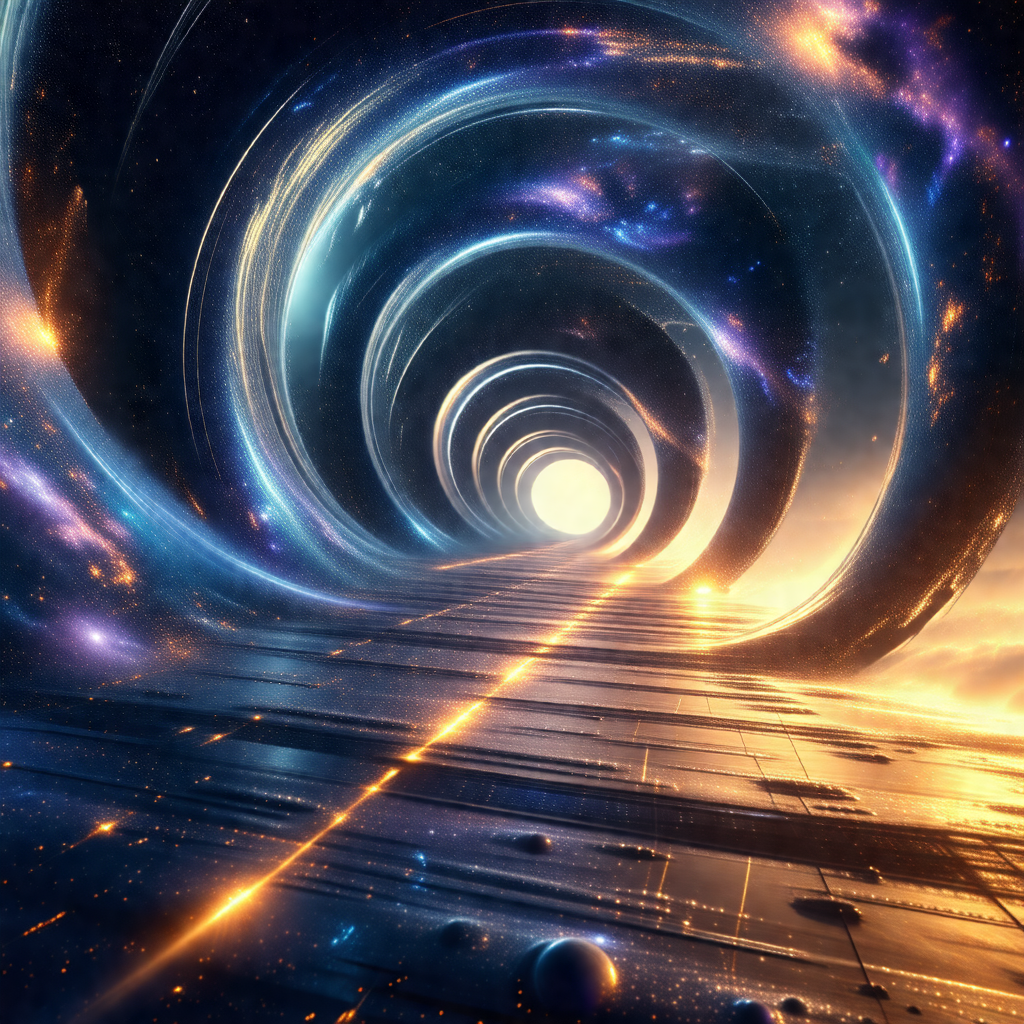 Digital painting of a tunnel that appears to be made of g...