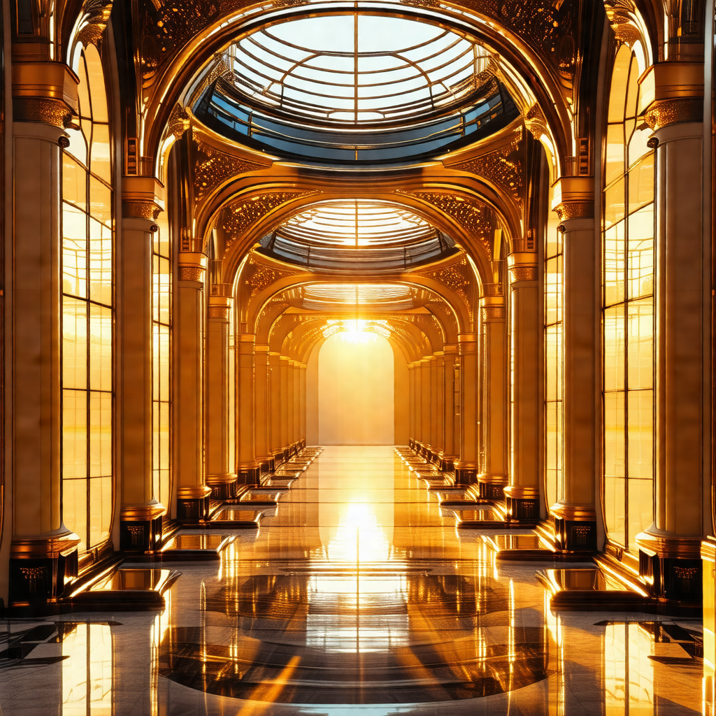 Large, ornate building with a beautifully lit interior