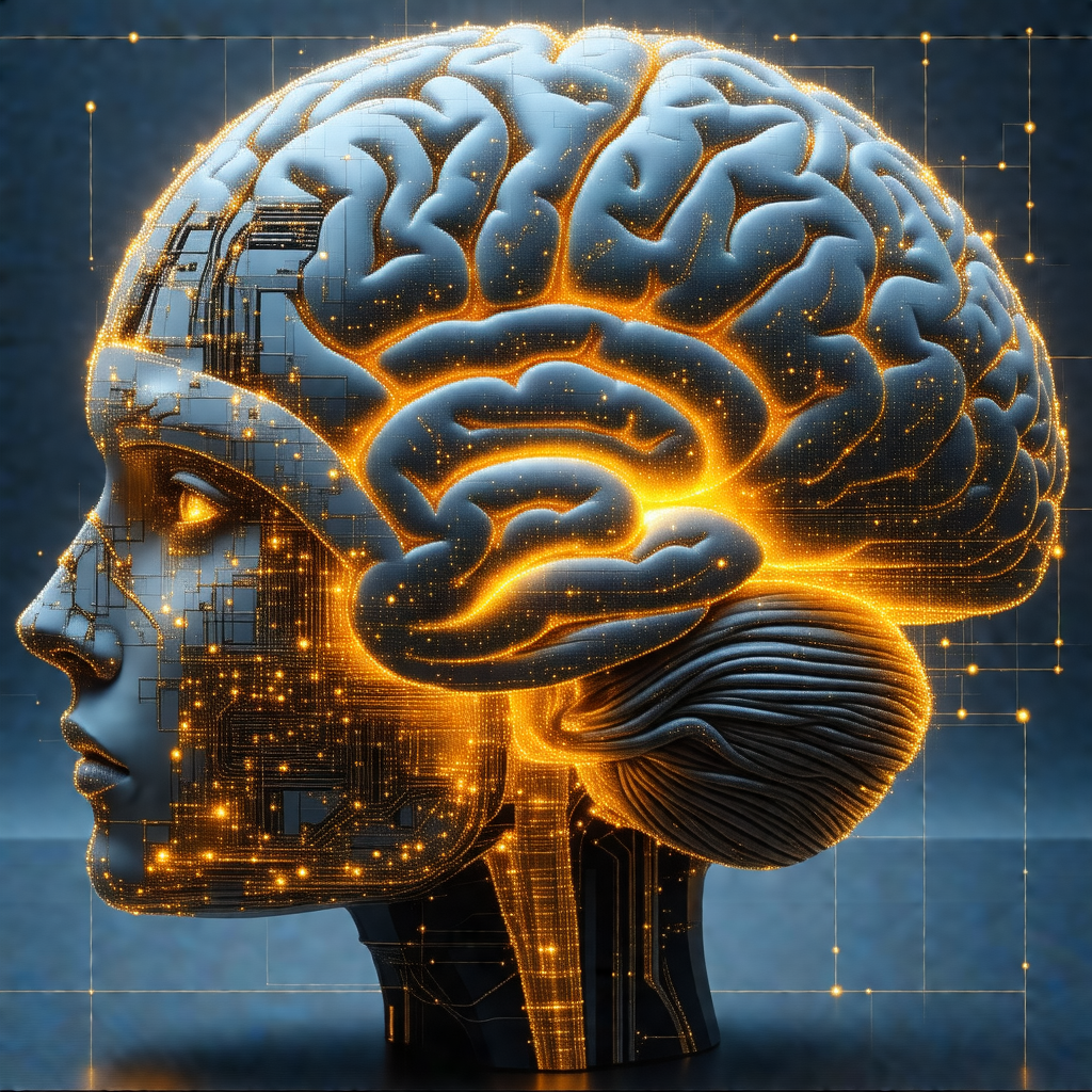Close-up of a human head, with a focus on the brain and t...