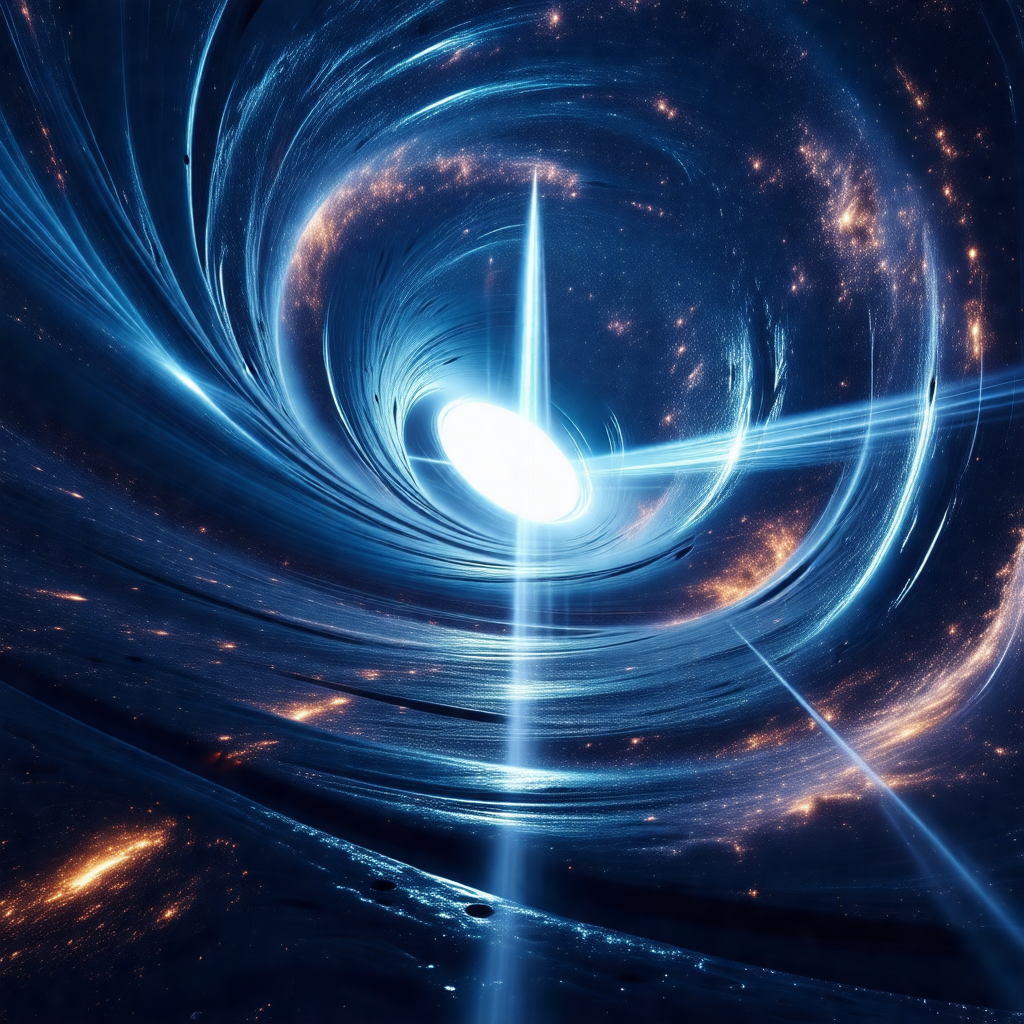 Bright, blue tunnel with a bright light at the end
