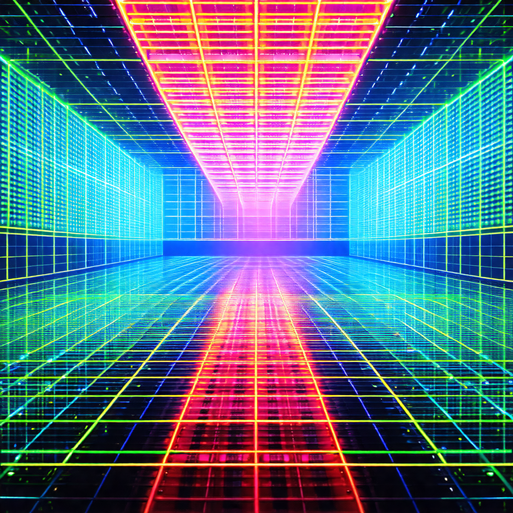 Colorful, abstract representation of a hallway
