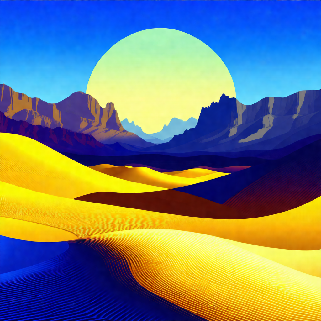 Beautiful desert landscape with a sunset in the background