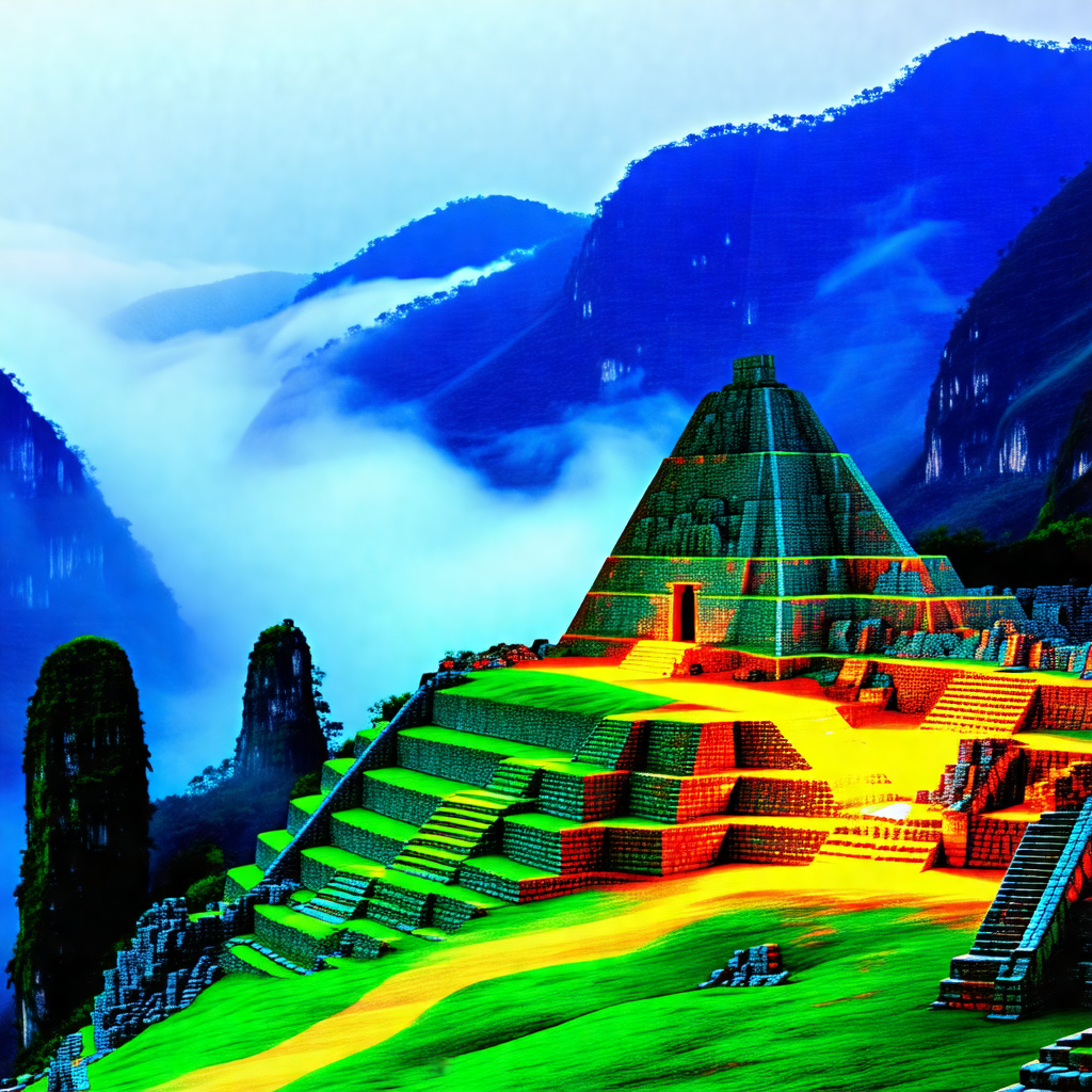 Large, ancient stone structure, possibly a pyramid, situa...