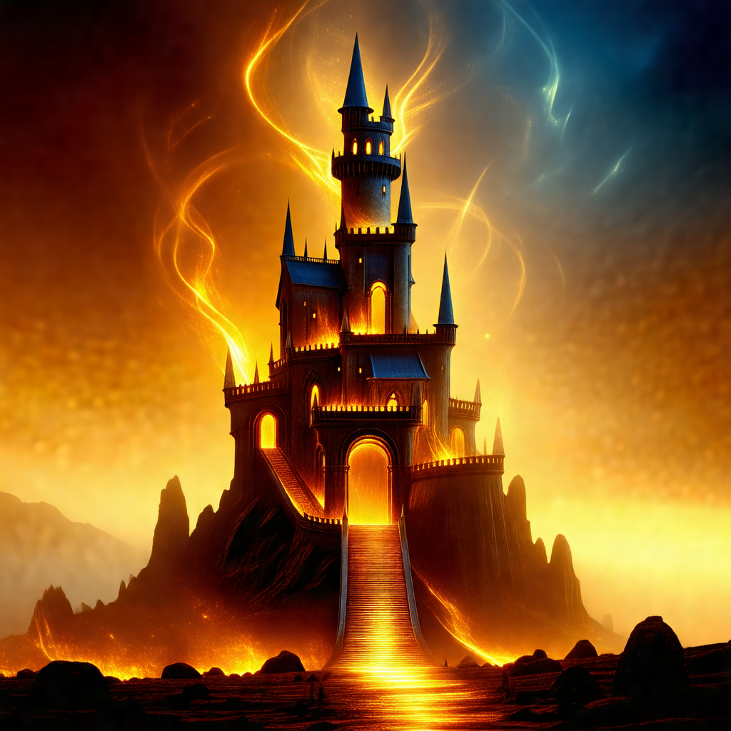 Large, intricately designed castle with a tall tower