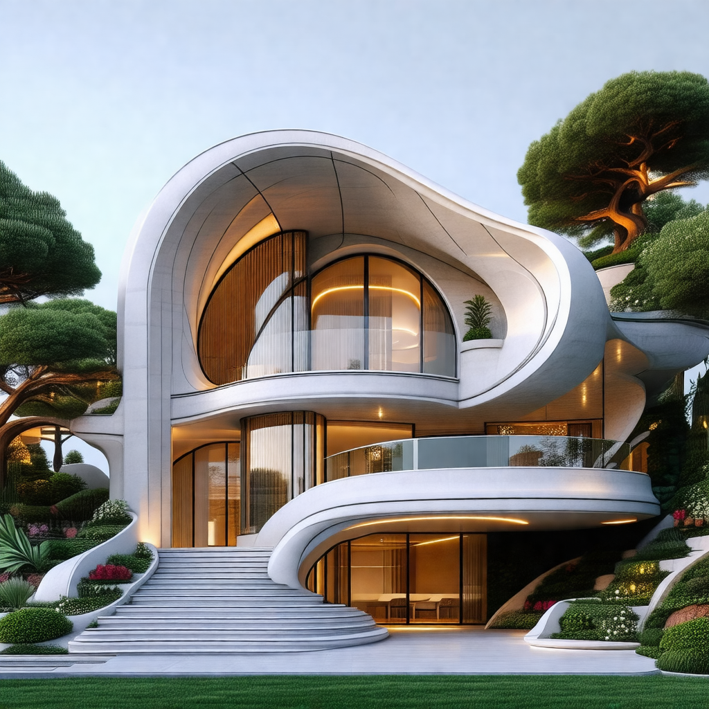 Large, modern house with a unique design