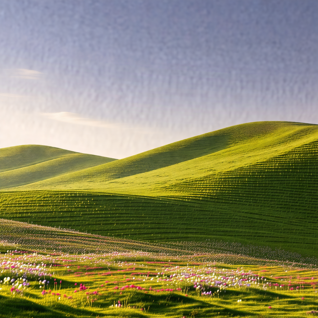 Lush green field with a beautiful view of a mountain range