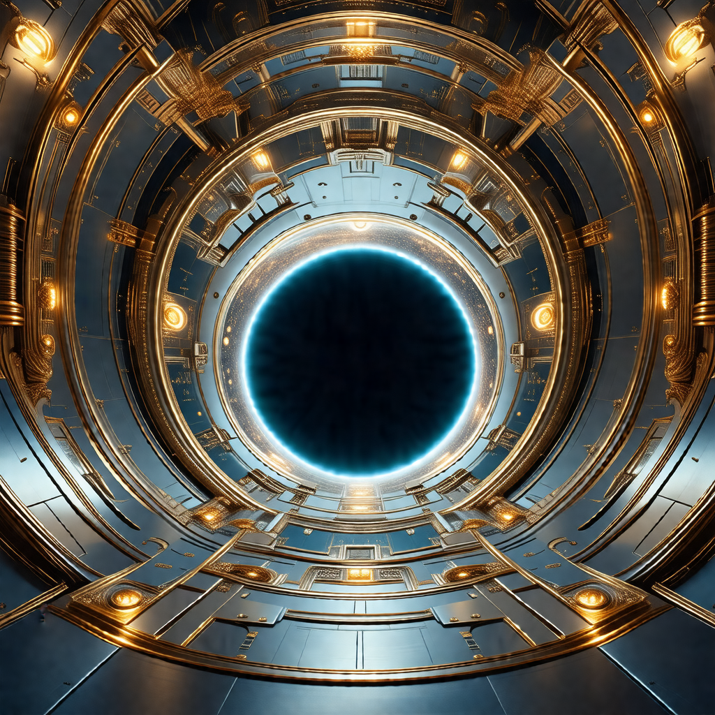 Large, round, blue circle in the center of a room