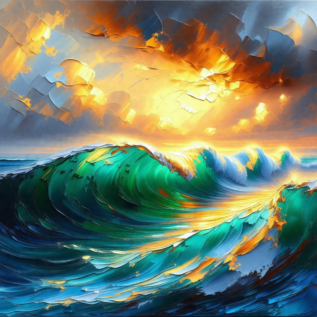 Large wave crashing into the ocean, creating a beautiful ...