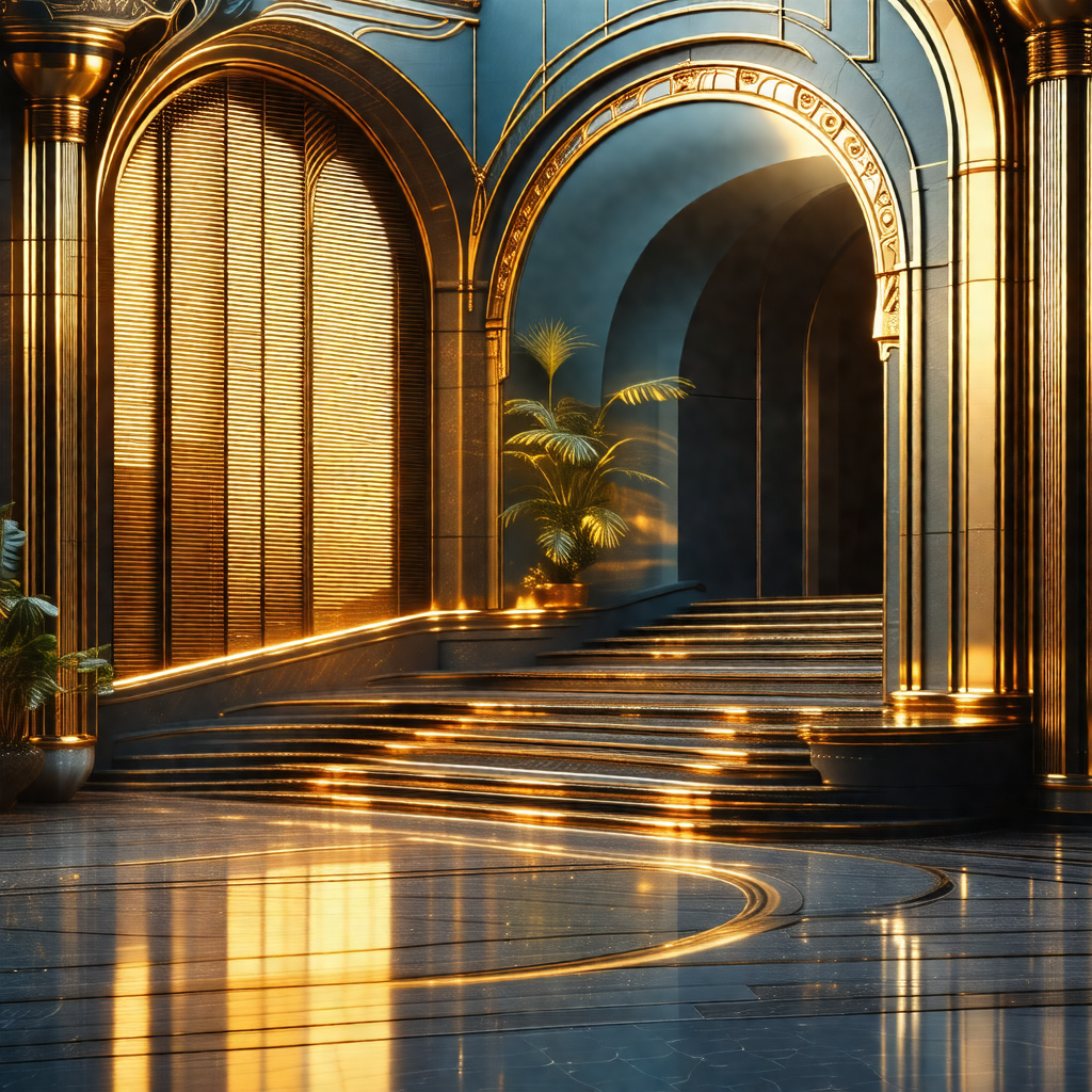 Grand entrance to a building, featuring a large staircase...