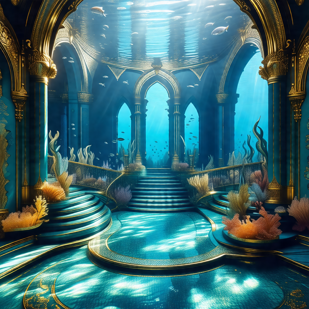 Beautiful underwater scene with a staircase leading to a ...