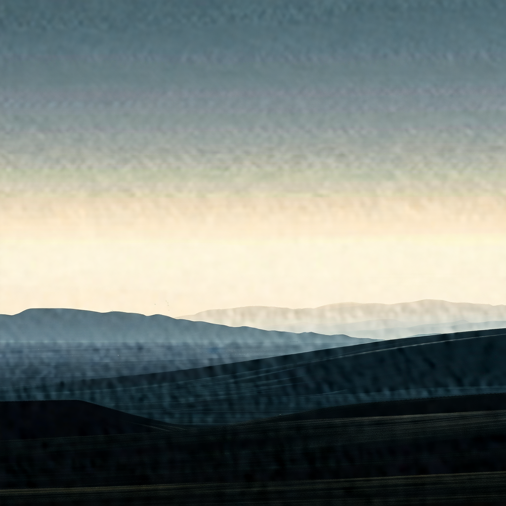 Black and white photo of a mountain range with a sky back...