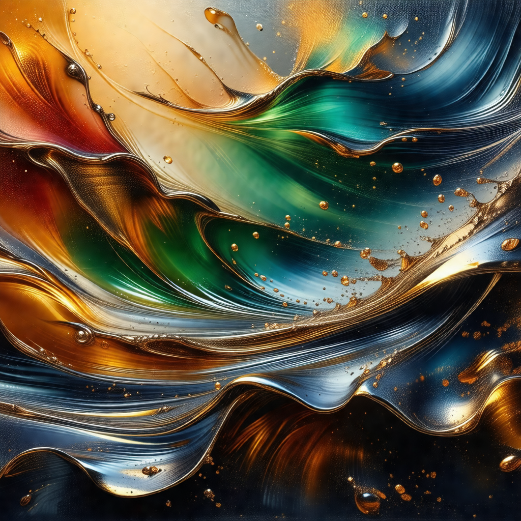Painting of a wave, featuring a mix of colors and textures