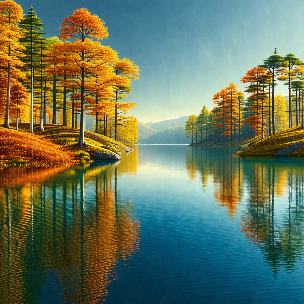 Serene lake surrounded by a forest of trees