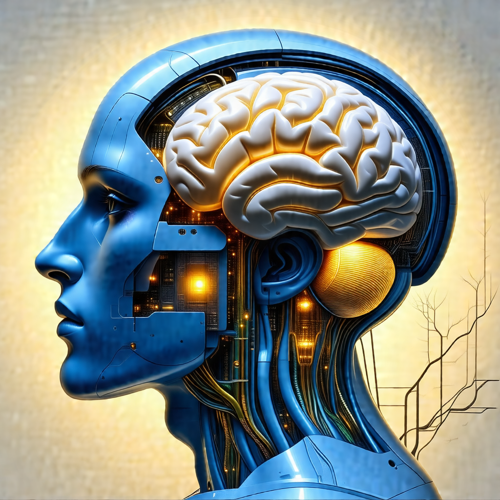 Close-up of a human head, with a focus on the brain and i...