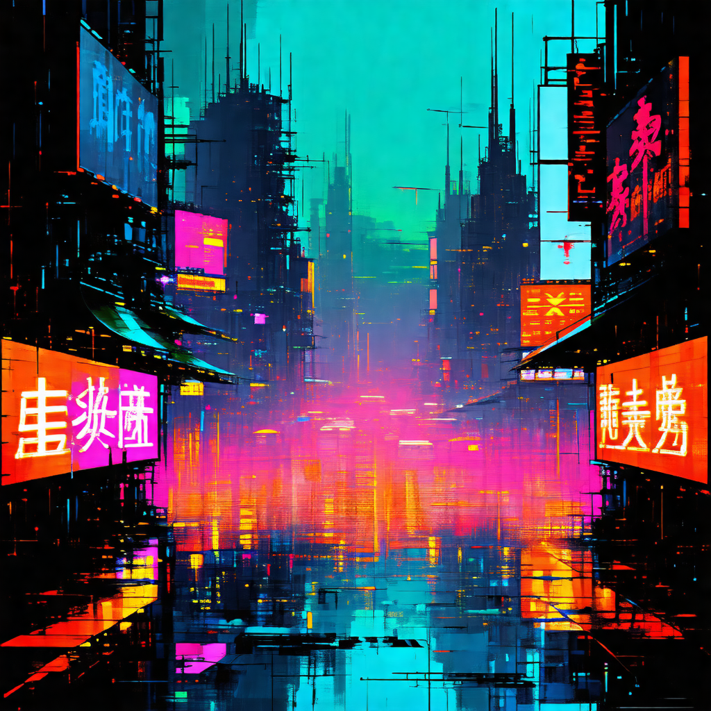 Futuristic cityscape with a large body of water in the fo...