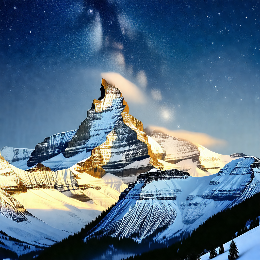 Majestic mountain with a snow-covered peak