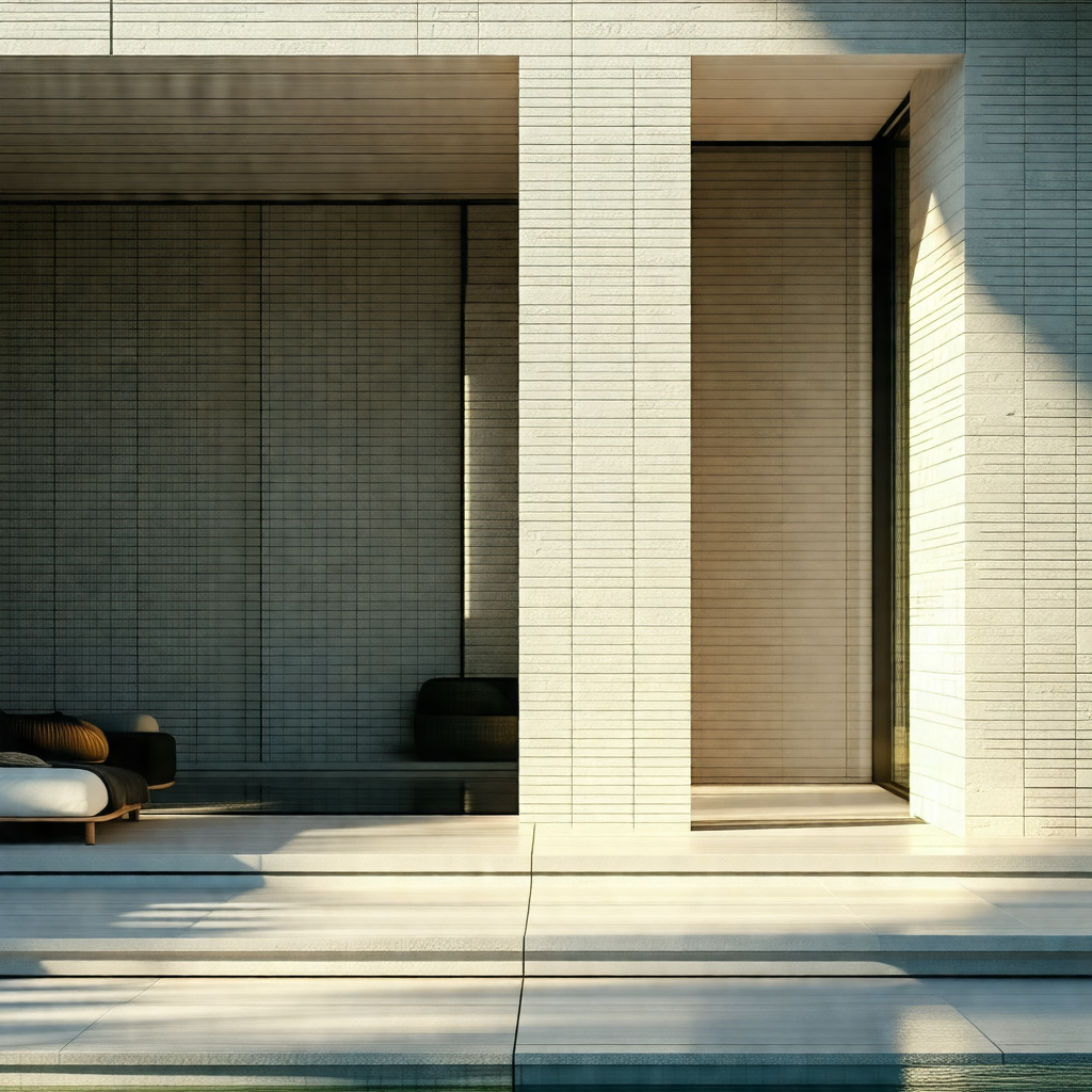 Large white building with a large window