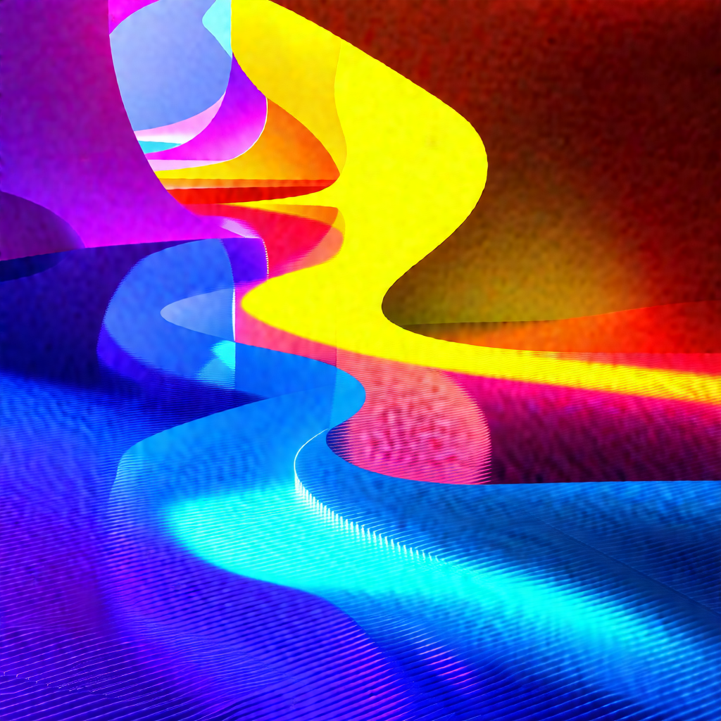 Colorful, abstract painting of a river
