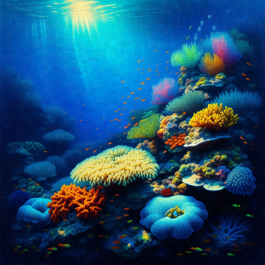 Vibrant underwater scene with a variety of colorful fish ...
