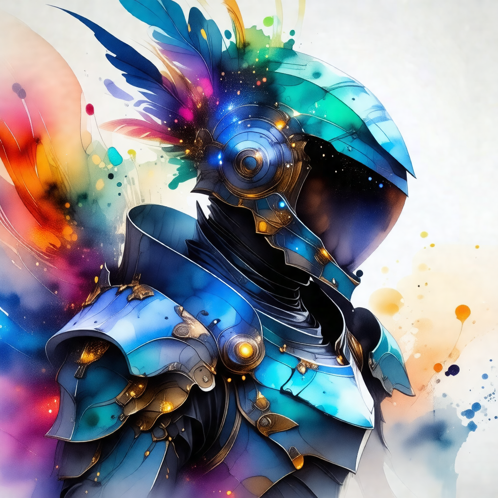 Futuristic warrior, possibly a space marine, wearing a bl...