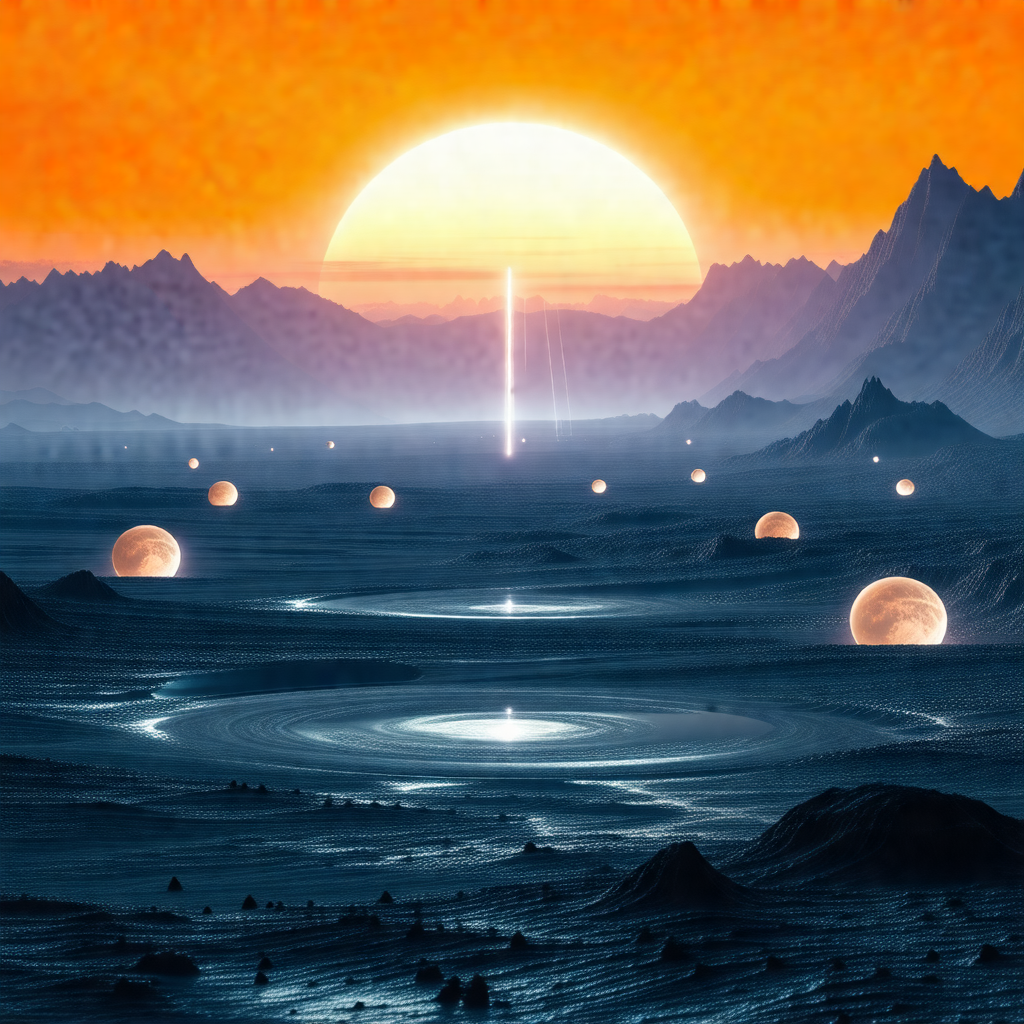 Beautiful scene of a sunset over a mountain range