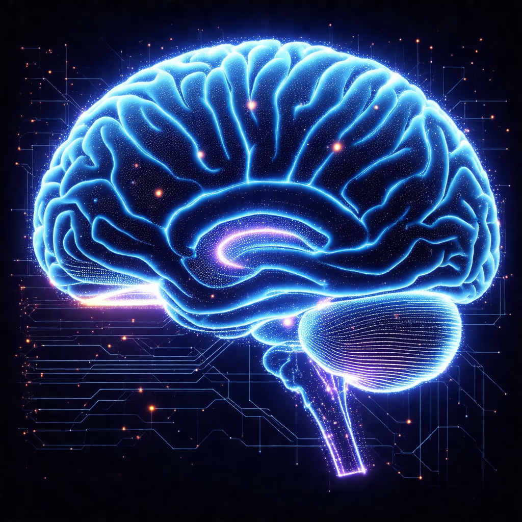 Close-up of a human brain, with a focus on the frontal lobe