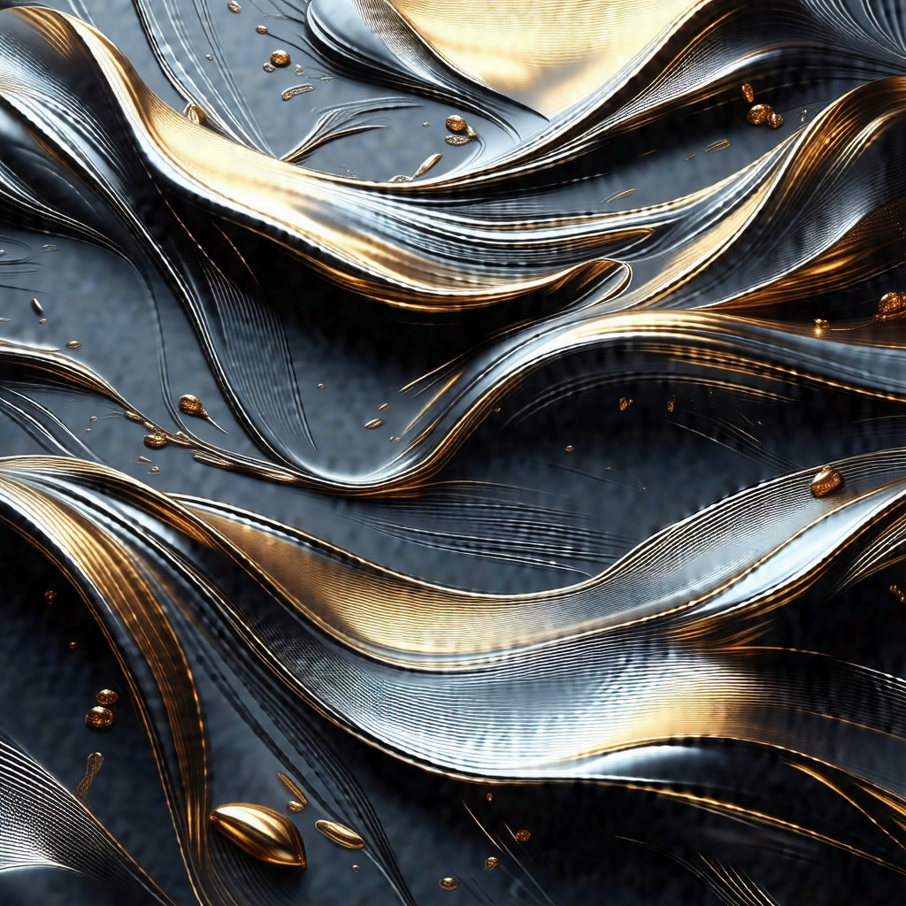 Close-up of a shiny, metallic surface with a pattern of g...