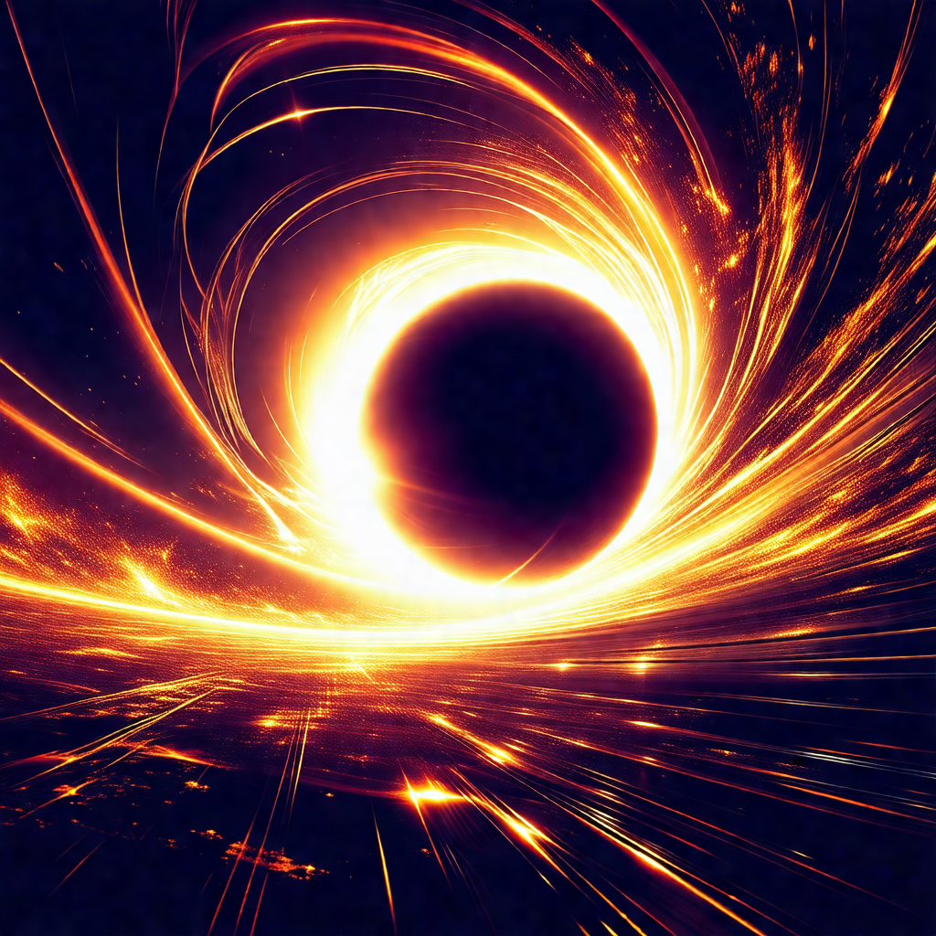 Brightly lit, swirling vortex of light, resembling a blac...