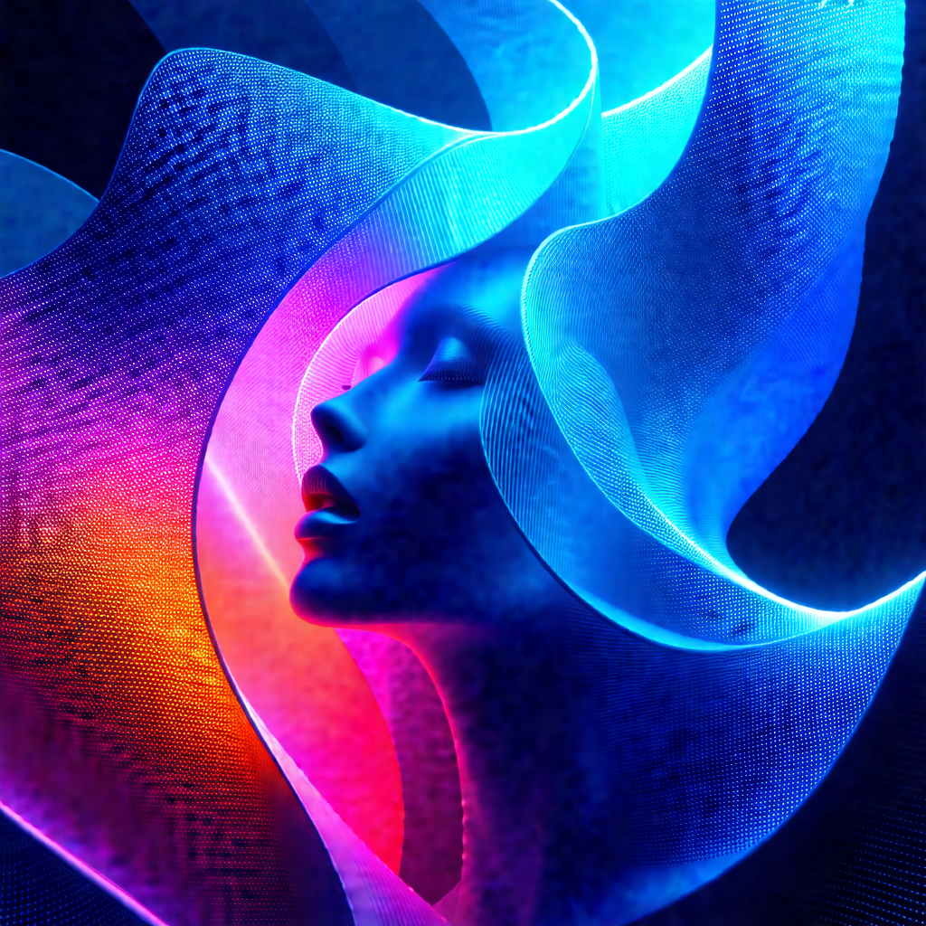 Woman with a blue head, possibly a mannequin, posing for ...