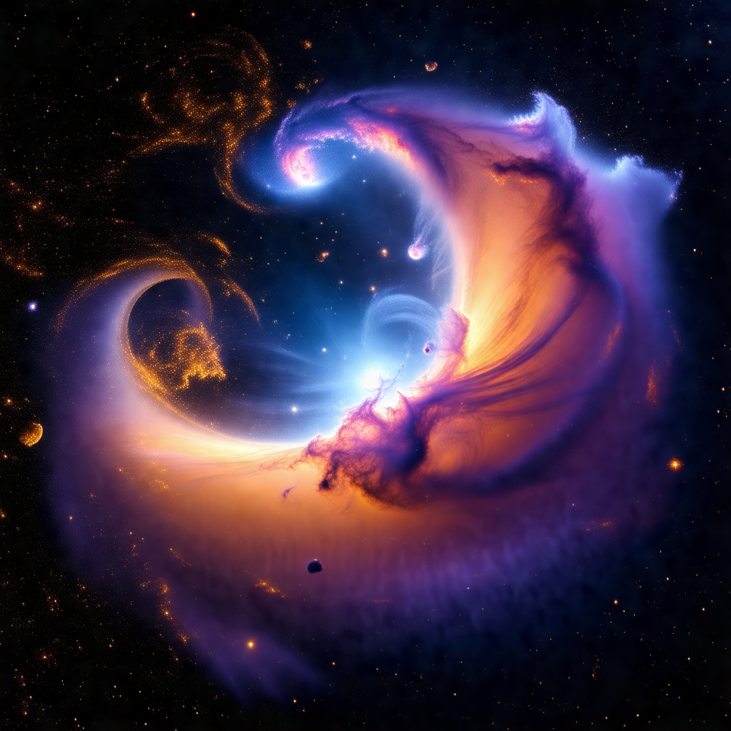 Beautiful and colorful nebula, which appears to be a swir...