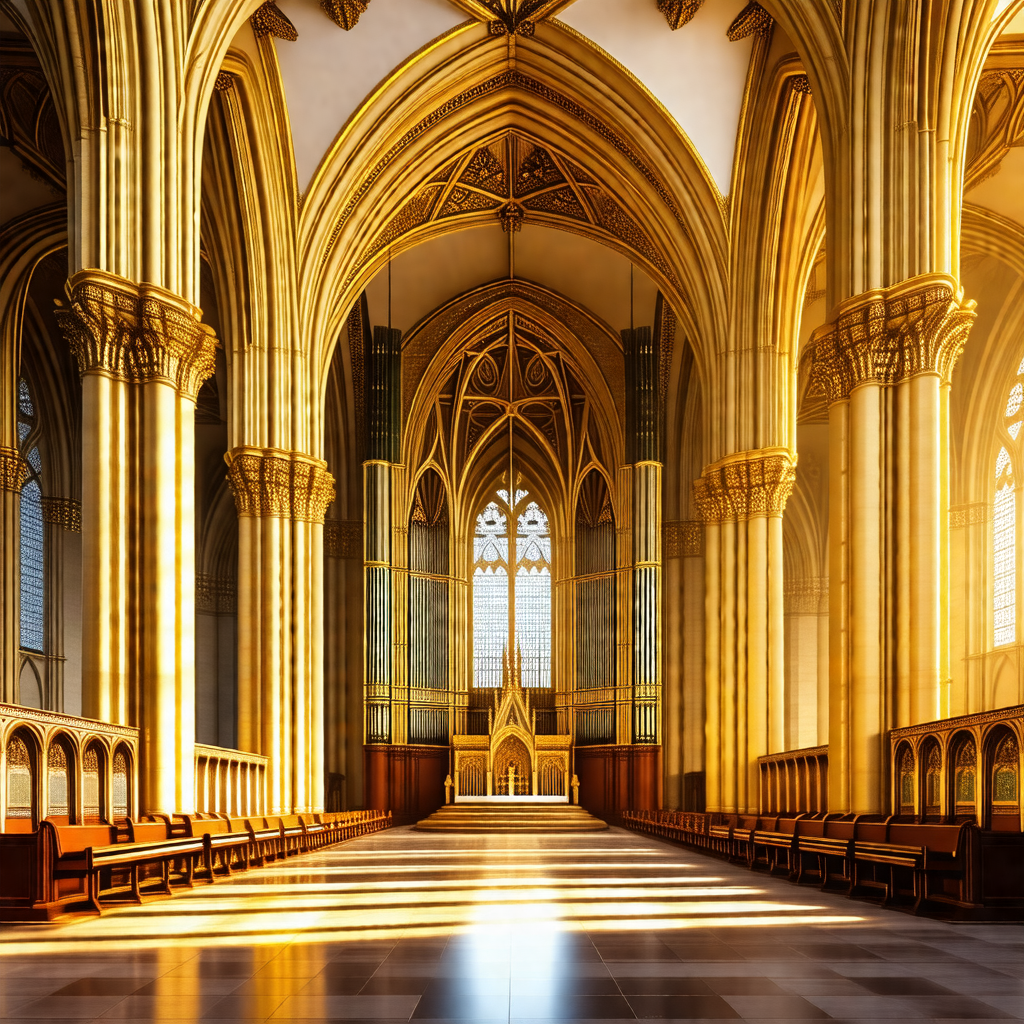 Large, ornate cathedral with a high vaulted ceiling