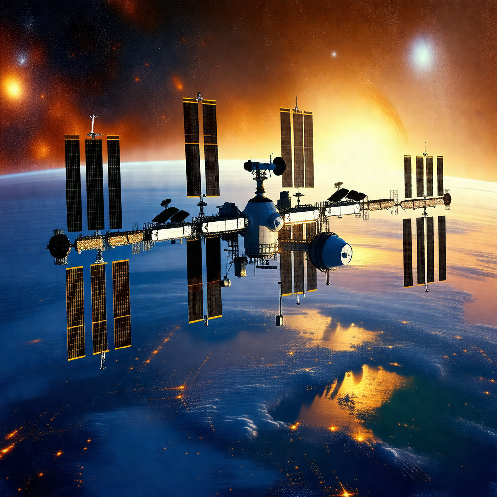 Large spacecraft, possibly a space shuttle, flying throug...