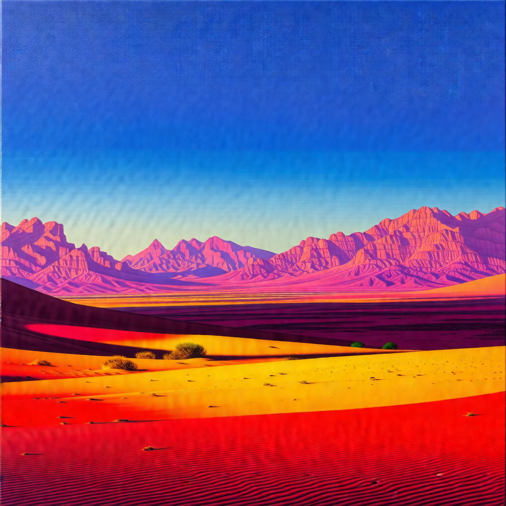Beautiful desert landscape with a mountain range in the b...