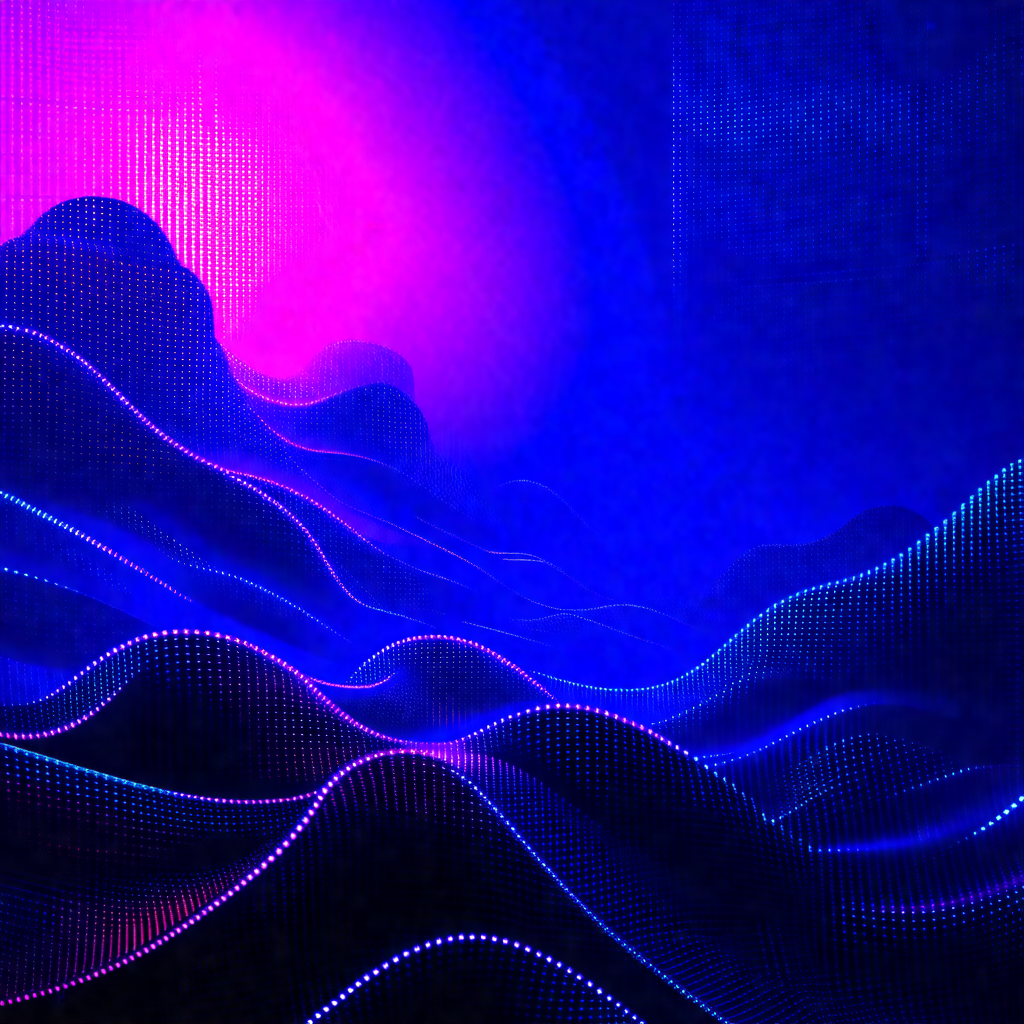 Purple and blue ocean with a sunset in the background