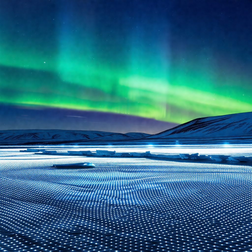 Captures a beautiful night scene with a snow-covered moun...