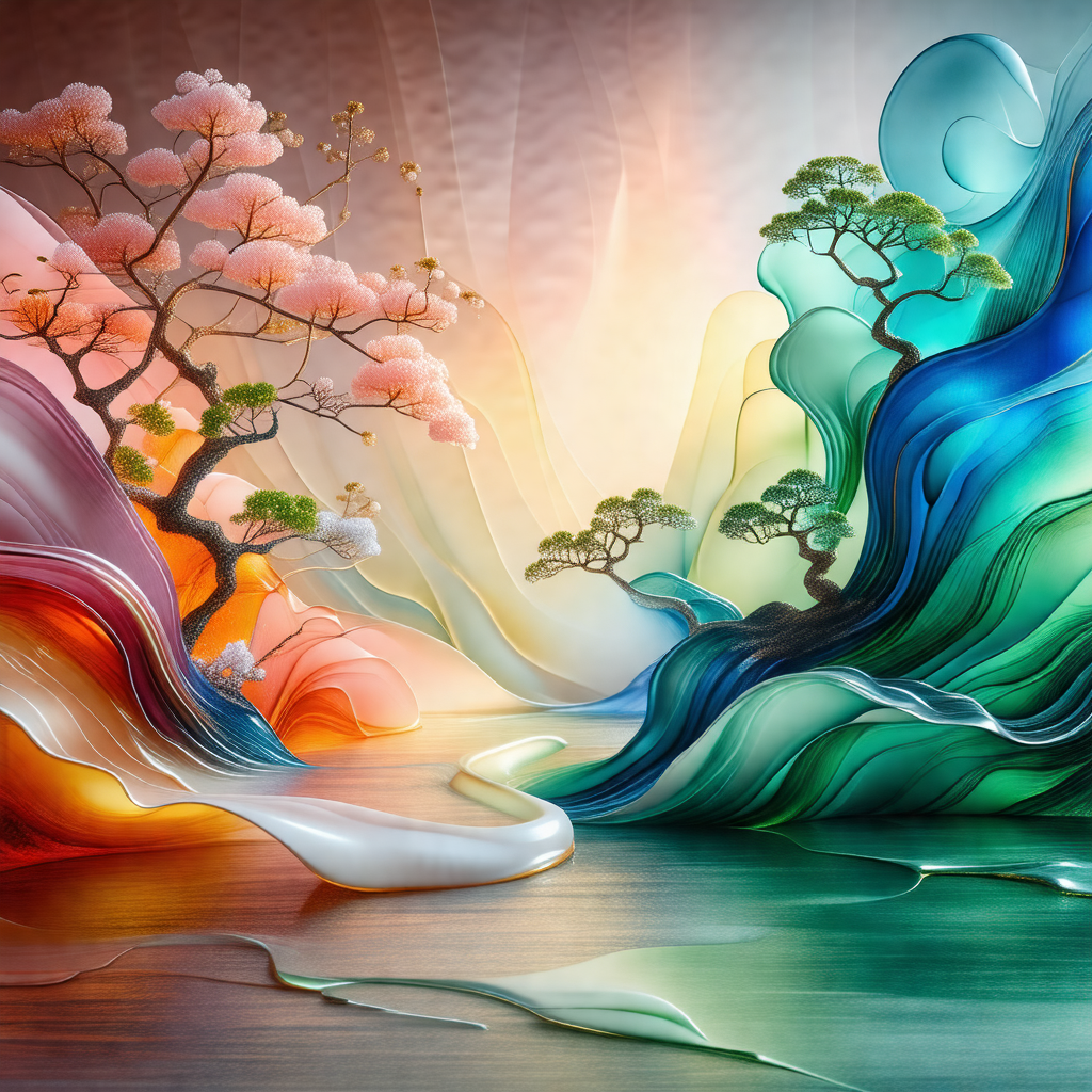 Beautiful painting of a tree with a flowing river in the ...