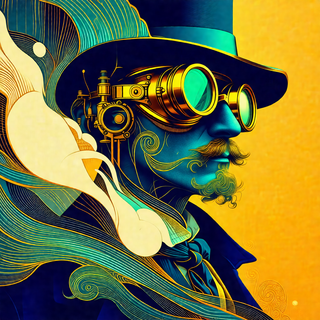 Colorful and detailed illustration of a man wearing a top...