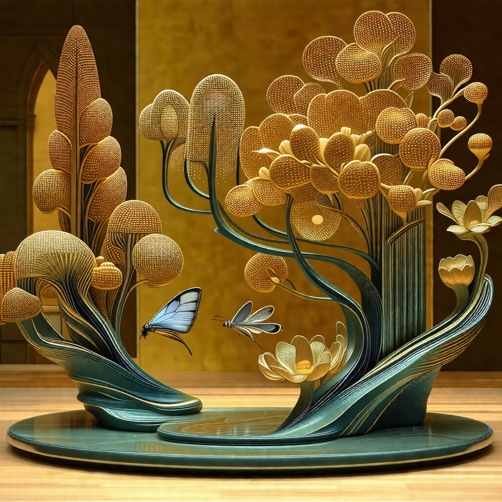 Beautifully crafted sculpture of a tree with a butterfly ...