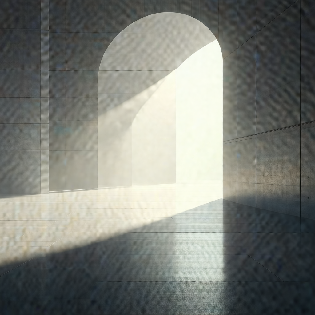 Large archway with a bright light shining through it