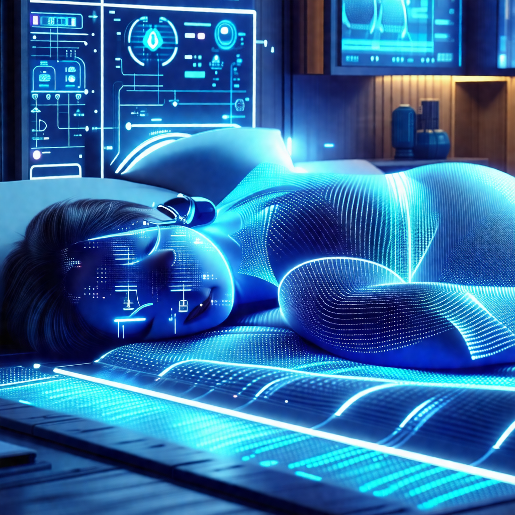 Person lying on a bed, with their body covered in a blue ...